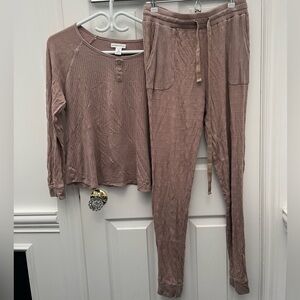 Midnight Maddie-Pink Ribbed Lounge Set